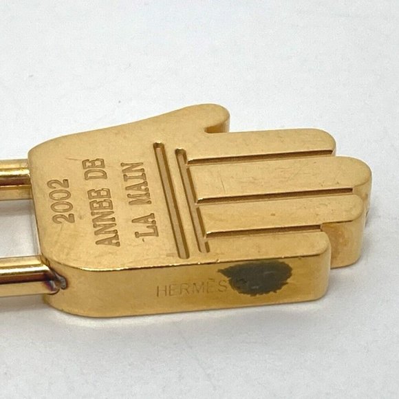 AUTHENTIC HERMES 2002 only Hand motif Cadena bag Accessories Charm Metal Gold - Picture 4 of 9